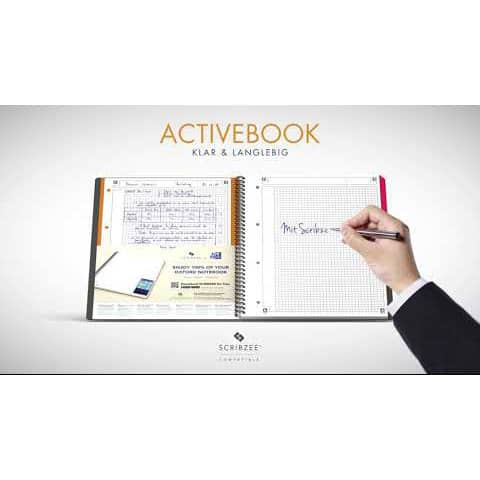 Quaderno spiralato OXFORD International Activebook Maxi A4+ grigio/arancio quadretti 5 mm - 100104329